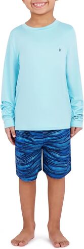 Spyder Kid's Swimwear Boys' Rash Guard UPF 30+, Quick-Dry Trunks, 2-Piece Swim Set, Brief Liner, Pockets in Saudi Arabia