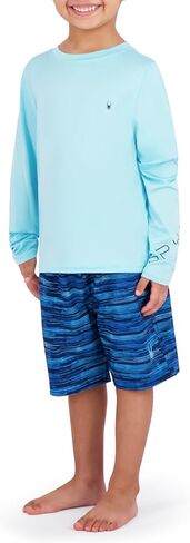 Spyder Kid's Swimwear Boys' Rash Guard UPF 30+, Quick-Dry Trunks, 2-Piece Swim Set, Brief Liner, Pockets in Saudi Arabia