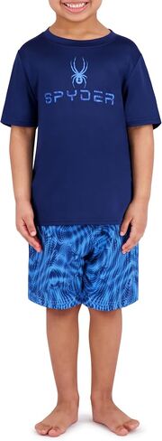 Spyder Kid's Swimwear Boys' Rash Guard UPF 30+, Quick-Dry Trunks, 2-Piece Swim Set, Brief Liner, Pockets in Saudi Arabia