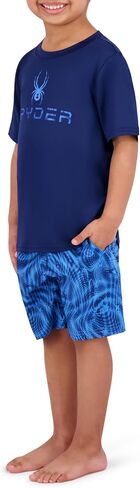 Spyder Kid's Swimwear Boys' Rash Guard UPF 30+, Quick-Dry Trunks, 2-Piece Swim Set, Brief Liner, Pockets in Saudi Arabia