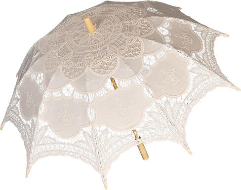 المظلة المظلة المظلة من الدانتيل عتيقة 32 بوصة - مظلة زفاف الزفاف لالتقاط الصور الفوتوغرافية ، وحفل الشاي ، وأسلوب شمسي على الطراز الفيكتوري للنساء والبالغين in Kuwait
