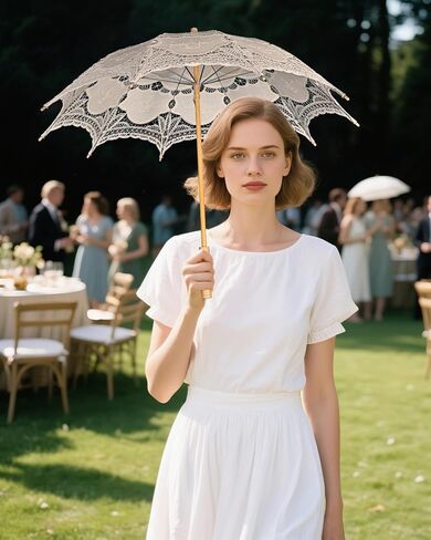 المظلة المظلة المظلة من الدانتيل عتيقة 32 بوصة - مظلة زفاف الزفاف لالتقاط الصور الفوتوغرافية ، وحفل الشاي ، وأسلوب شمسي على الطراز الفيكتوري للنساء والبالغين in Kuwait