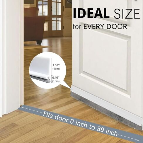 2 Pack Under Door Draft Stoppers with Brush, Door Soundproofing Strip Reduce Noise, Dust-Proof/Weather Stripping with Self Adhesive, Under Door Deal - White in Kuwait