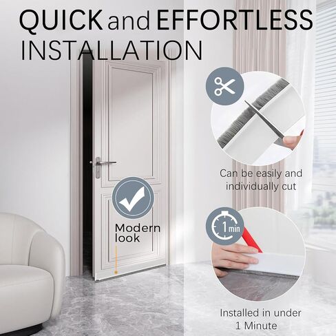 2 Pack Under Door Draft Stoppers with Brush, Door Soundproofing Strip Reduce Noise, Dust-Proof/Weather Stripping with Self Adhesive, Under Door Deal - White in Kuwait