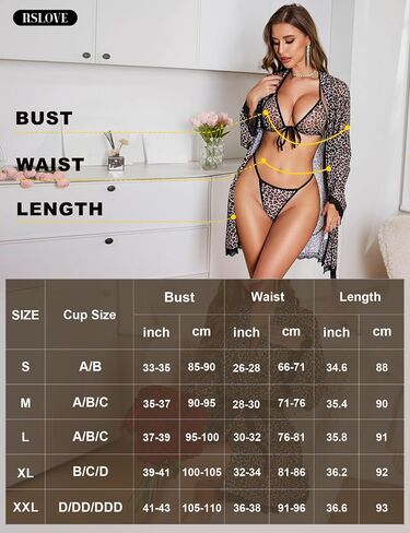 RSLove Women Sexy Lingerie Set - 3 قطع حمالة صدر وجلسات طويلة مع Lace Kimono Retle in Kuwait