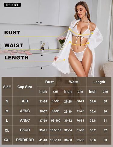 RSLove Women Sexy Lingerie Set - 3 قطع حمالة صدر وجلسات طويلة مع Lace Kimono Retle in Kuwait