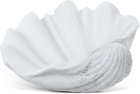 1 Pack 10 Inch Seashell Decorative Bowl Large Resin Clam Shell Conch Shape Bowl Coastal Beach Themed Table Decor Accents Entryway Table Decor for Living Room Coffee Bedroom Gift(White) in Saudi Arabia