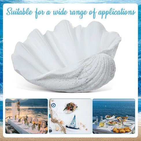 1 Pack 10 Inch Seashell Decorative Bowl Large Resin Clam Shell Conch Shape Bowl Coastal Beach Themed Table Decor Accents Entryway Table Decor for Living Room Coffee Bedroom Gift(White) in Saudi Arabia
