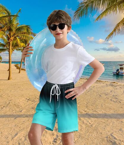 Boys Swim Trunks with Compression Liner Quick Dry Swim Shorts Summer Beach Shorts in Kuwait
