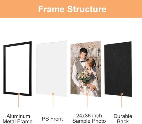 24x36 Poster Frame Black Large Metal Frame 24x36 Frame for Wall Vertical or Horizontal Display, 3 Pack in Saudi Arabia