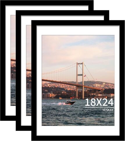 20x20 Picture Frame 3 Pack - Black Poster Frame Display Pictures 16x16 with Mat or 20 x 20 Without Mat for Wall Hanging Horizontal and Vertical in Saudi Arabia