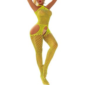 Sexy Lingerie for Women Exotic Fishnet Bodysuit One Piece Mesh Bodystocking Nightwear Jumpsuit Underwear Rave Outfits