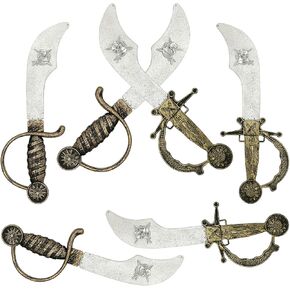 6 PCS Swords Pirate Swords - Kids Pirate Cosplay Cutlass Supplies Pirate Toy Weapon for Dress -Up ، Play Play ، Forms Provors ، Halloween Costume Prosume