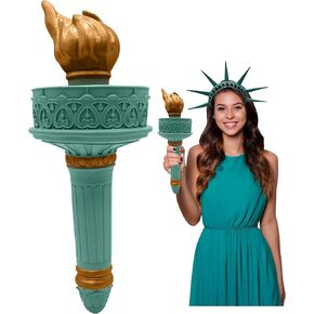 Nicky Bigs Novelties البالغين ديلوكس ليدي ليبرتي torch cosplay الدعامة لجميع القديسين ، وأحزاب الأزياء ، ومسيرات تمثال إضاءة من الحرية ، الشعلة الزخرفية