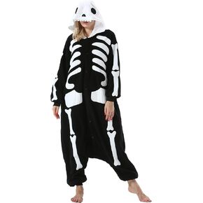 DarkCom Skeleton Onesie Halloween Costume One Piece Unisex Adult Pajamas Women Men Sleepwear Christmas Pajamas
