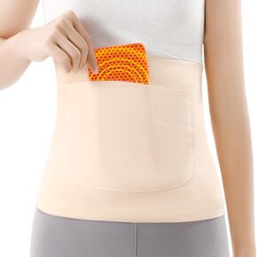 Knit Waist Cinchers Abdomen Back Warmer Belt with Pockets Storing Heating Pad,Support Protector Waist Belt