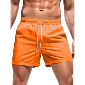 OYOANGLE Men's Solid Quick Dry Swim Trunks Drawstring Waist Beach Pool Board Shorts