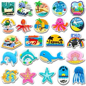 23 48pcs سحر أحذية Summer Beach Island Life for Croc ، تزيين أحذية العطلات في هاواي لأحذية سوار سوار سدود السد.