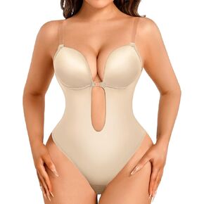 Decorus Shapewear Backless Bodysuit Strapless: Low-back Thong Body-shaper Invisible Women - Build in Bra Open-back Bodysuits