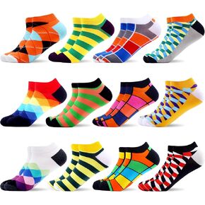 WeCibor Men Funny Novelty Colortull Colortull Contlity Conkle Cool Cool Canual Cotton Low Cut Socks 12 Pack