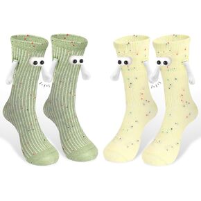 ABTOLS 2 Pairs Colorful Funny Couple Socks Magnetic Hand Holding Socks for Women Men