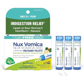 Boiron Nux Vomica 30C Homeopathic Medicine for Indigestion Relief, Upset or Sour Stomach, Heartburn, Nausea - 3 Count (240 Pellets)