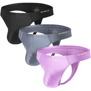 ZONBAILON Men's Thong Underwear G-Strings Silk Bikini Underwear Pouch Athletic Panties Pack M L XL 2XL