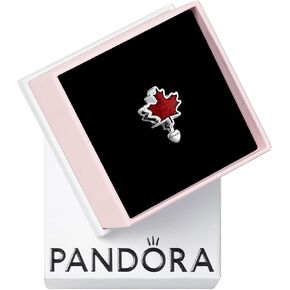 PANDORA Canada Red Maple Leaf Charm - Compatible with PANDORA Moments - Gift for Her - Made with Sterling Silver & Enamel - with Gift Box