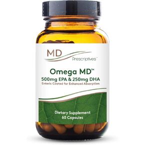ملحق أوميغا MD - 500 EPA و 250 DHA Omega 3 زيت السمك - يدعم صحة الدماغ ومفاصل* - لا رائحة مريب - 60 ناعمة