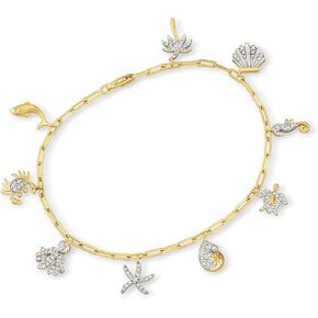 Ross-Simons 0.50 ct. t.w. Diamond Sea Life Charm and Paper Clip Link Bracelet