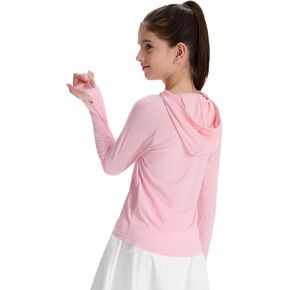 Girl's Rash Guard Swim Shirts Sun Shirt Hoodie UV Protection Long Sleeve Tops Quick Dry Lightweight UPF 50+