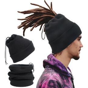 Ababalaya للجنسين متماسكة Rasta beanie للجنسين المفتوح قبعة الشتاء القبعات الشتوية لتلتف الشعر المجدل للرجال نساء