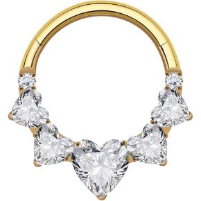 16G Titanium Heart Shape CZ Septum Rings Crystal Nose Ring Body Jewelry Daith Earrings Hinged Segment Helix Clicker Seamless Ring Hypoallergenic Jewelry for Her in Saudi Arabia