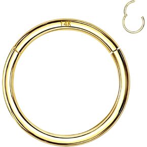 14k Gold Septum Rings Hoop for Women Men, 16G/18G/20G Nose Rings, 6mm/8mm/10mm Gold Cartilage Hoop for Helix, Rook, Daith, Tragus Body Piercing Jewelry