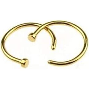 2Pcs Gold Stainless Steel Nose Ring Open Hoop Earrings Body Piercing Jewelry for Adult Piercing Jewelry，Body Piercing Rings，Women's Body Piercing Rings