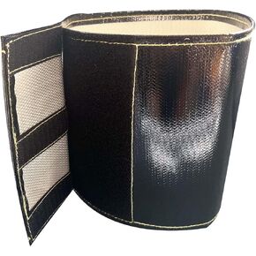 Xinhan (Silver,Black) Aluminum and Fiberglasss Heat Shielding Universal Starter Heat Shield 7 X 24in and 5.5 x 17in Wrap Self Attaching (Black, 7IN x 24IN)