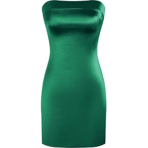 ZAFUL Women Tube Satin Mini Dress Bodycon Backless Silk Wedding Guest Cocktail Dresses