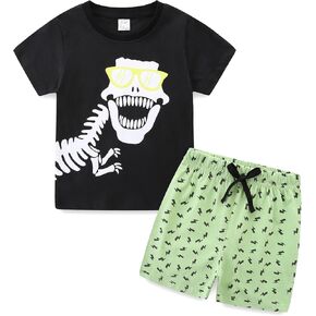 Toddler Boy Clothes Cute Kids Cotton Summer Outfits Casual Short Sleeve Shorts Set For Boys 1-7 Years
