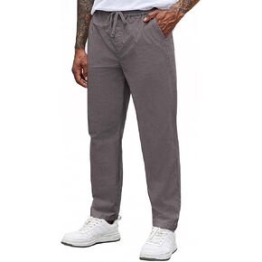 COOFANDY Mens Casual Pants Elastic Waist Drawstring Chino Pants Cotton Twill Trousers with Pockets