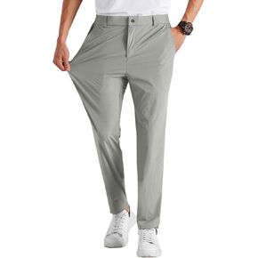 Runcati Mens Stretch Golf Pants Casual Slim Fit Dress Pants Elastic Waist Tapered Work Cropped Trousers
