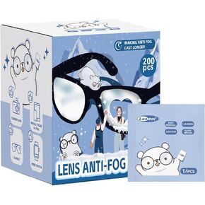 （200 PCS) Anti-Fog Lens Wipes Pre-Moistened Anti-Fog Wipes| Glasses Cleaner Safely Cleans Glasses, Sunglasses, Phone Screen, Electronics & Camera Lens