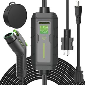 Level 1 + 2 EV Charger, 18FT 16Amp 240Volt Electric Vehicle Portable Charger with NEMA 6-20 Plug, EV Charging Station for J1772 Electric Cars, ETL Certificated