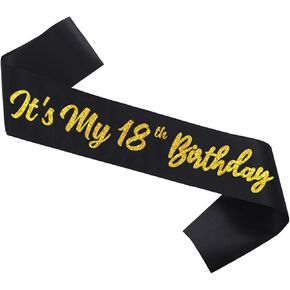 Hot Pink It's My 18th Birthday Sash Funny 18th Birthday Sash 18th Birthday Gifts for Girls with Glitter Letter Silver