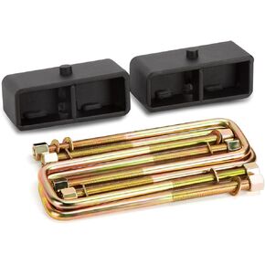 3 Inch Rear Lift Blocks for Tacoma, dynofit Rear Leveling Block Kit Compatible with 2005-2023 Toyota Tacoma, 1999-2021 Tundra, Suspension Lift Block Square Leaf Spring Ubolts Kit (Extended U-bolts)
