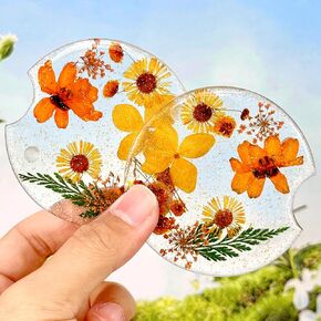 Swooflia Flower Car Cust Custer Coasters للنساء - 2.75 بوصة راتنج لطيف راتنجات واضحة للسيارات كوب إدراج سيارة إكسسوارات 2 Pack Pink