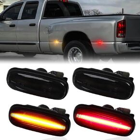 LED LED DILAY FENDER FENDER Side Lights for 2003-2009 Dodge RAM 2500 3500 Dual Dual Wheel Marker Lamps Smoked Len (Amber Red)
