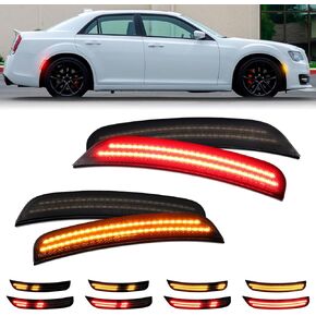 Dynamic White LED Side Marker Lights for Chrysler 300 2015 2015 2017 2018 2019 2020 2021 2022 2023 Front Prest Prespens Smoked Lens Sidemarker Lamporices