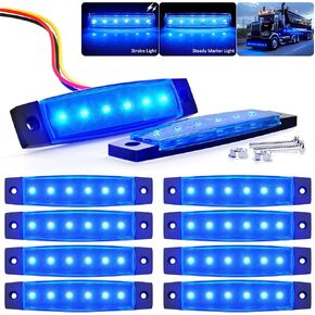 3.8 "Strobe+Sterfer Marker Lights Strip Dual Function Amber Trailer LED Side Side Griller Lights 12V Frant Signal Warning Light For Truck RV ATV Bus ، 10pcs