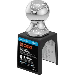 CURT 40196 Chrome ATV, UTV, Lawn Tractor Hitch Ball, 2,000 lbs, 1-7/8-Inch Diameter, 5/8 x 1-3/4-Inch Shank