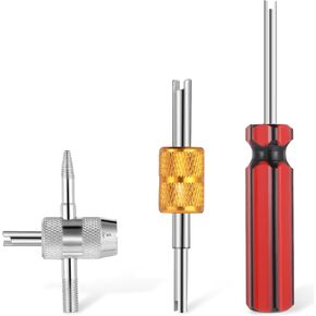 3Pcs Tire Valve Stem Removal Tool, 4 in 1 Metal Valve Stem Tool Single and Double Heads Valves Core Remover Multi Function Tire Valves Stems Puller Installer Tools